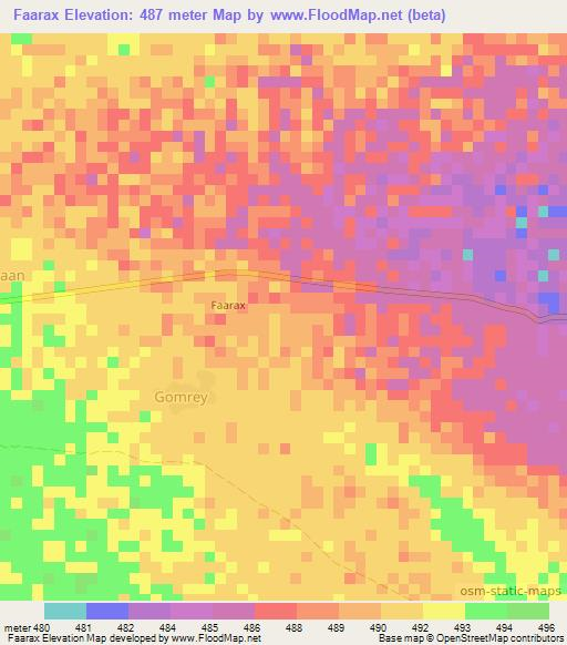 Faarax,Somalia Elevation Map