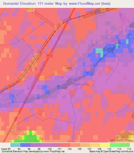 Domantai,Lithuania Elevation Map