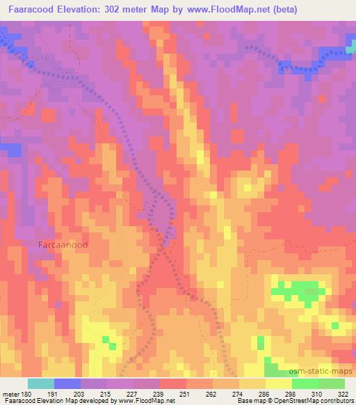 Faaracood,Somalia Elevation Map