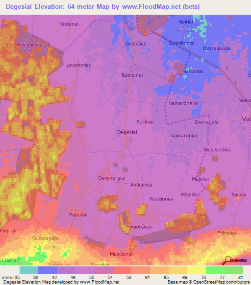 Degesiai,Lithuania Elevation Map