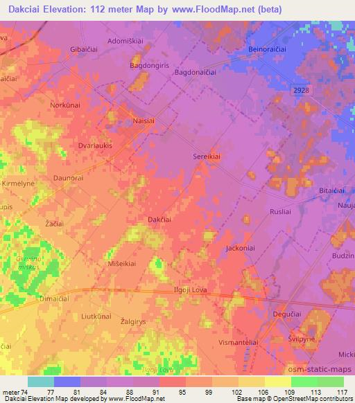 Dakciai,Lithuania Elevation Map
