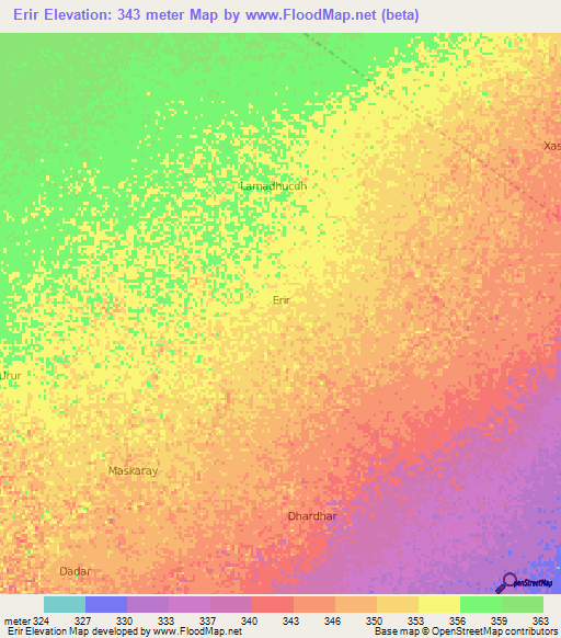 Erir,Somalia Elevation Map