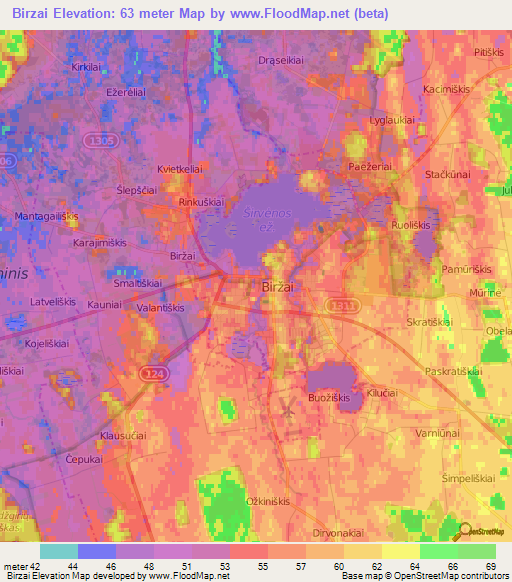 Birzai,Lithuania Elevation Map
