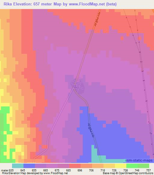 Rika,Iran Elevation Map