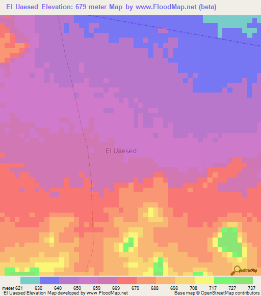 El Uaesed,Somalia Elevation Map