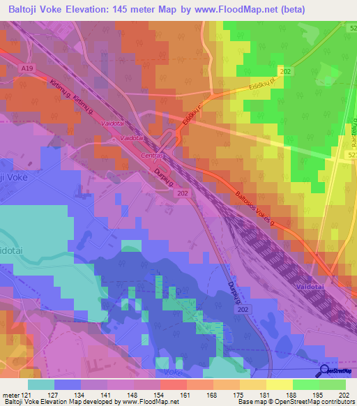 Baltoji Voke,Lithuania Elevation Map