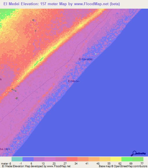 El Medei,Somalia Elevation Map