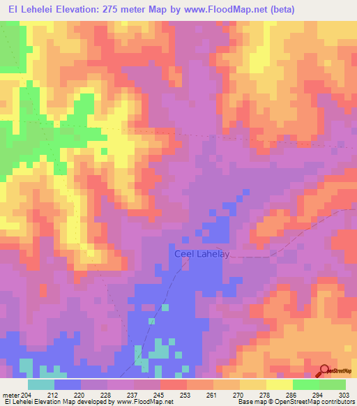 El Lehelei,Somalia Elevation Map