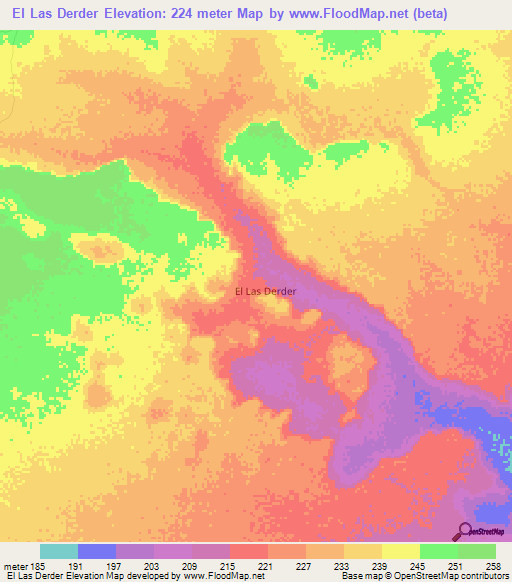 El Las Derder,Somalia Elevation Map