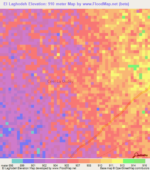 El Laghodeh,Somalia Elevation Map