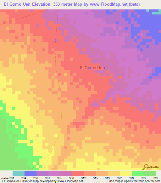 El Gomo Uen,Somalia Elevation Map