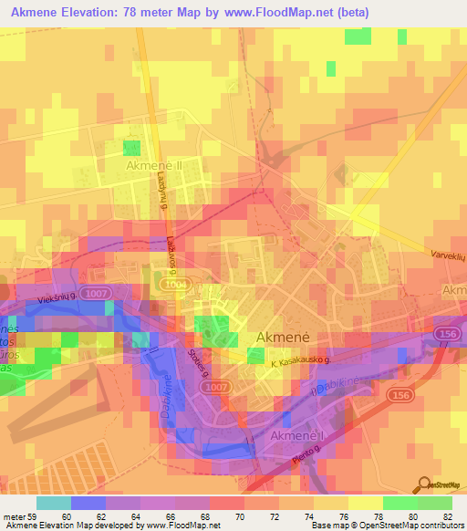Akmene,Lithuania Elevation Map