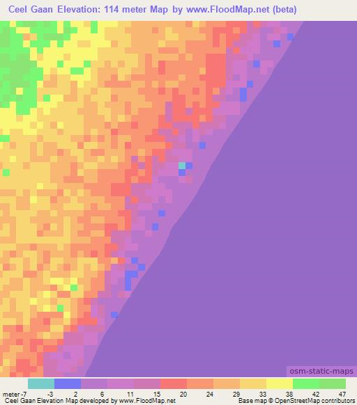 Ceel Gaan,Somalia Elevation Map