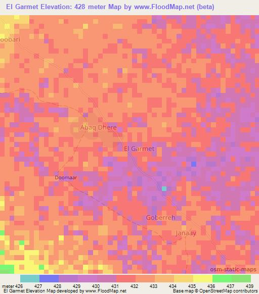 El Garmet,Somalia Elevation Map
