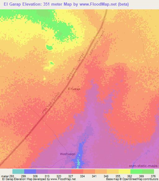 El Garap,Somalia Elevation Map