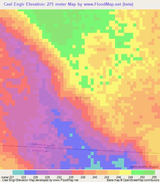 Ceel Engir,Somalia Elevation Map
