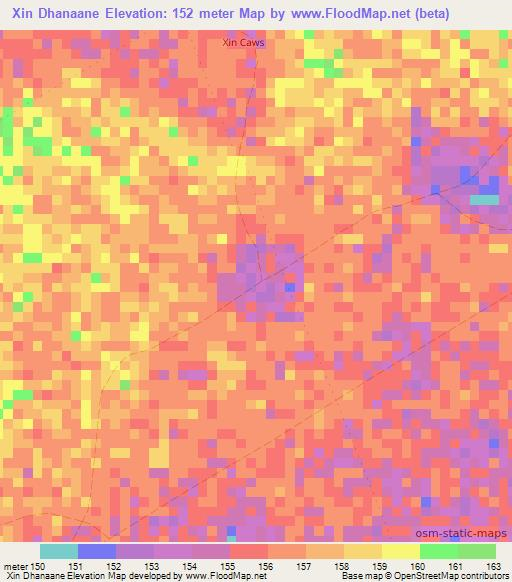 Xin Dhanaane,Somalia Elevation Map