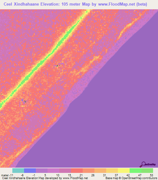 Ceel Xindhahaane,Somalia Elevation Map