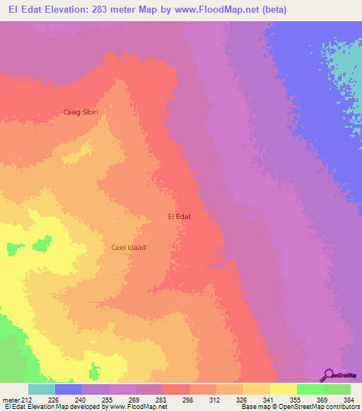 El Edat,Somalia Elevation Map