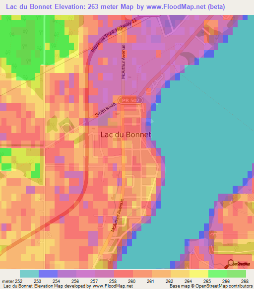 Lac du Bonnet,Canada Elevation Map