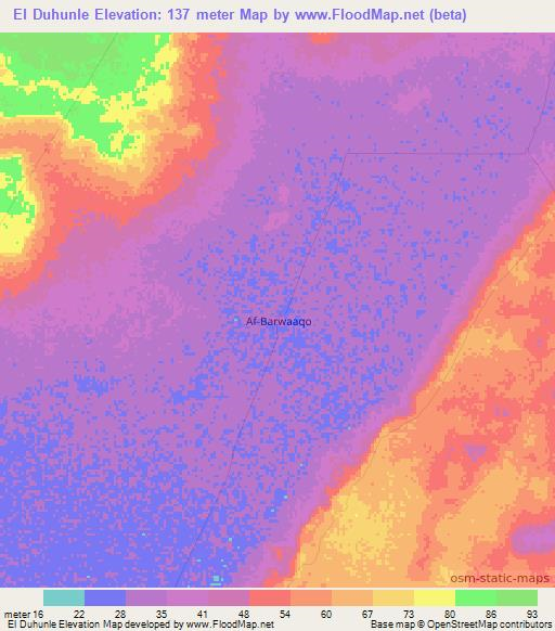 El Duhunle,Somalia Elevation Map