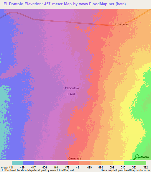 El Dontole,Somalia Elevation Map