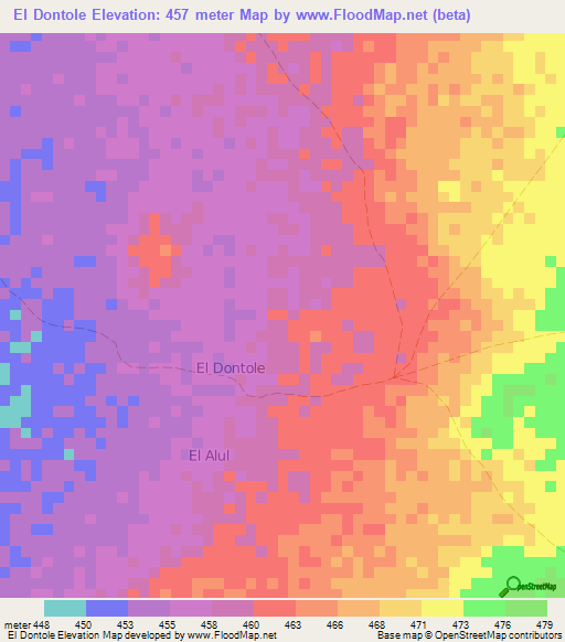 El Dontole,Somalia Elevation Map