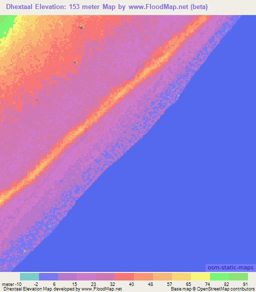 Dhextaal,Somalia Elevation Map