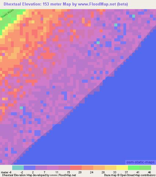 Dhextaal,Somalia Elevation Map