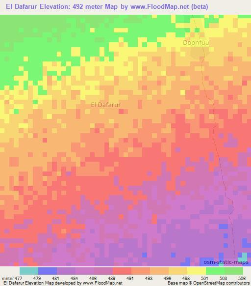 El Dafarur,Somalia Elevation Map