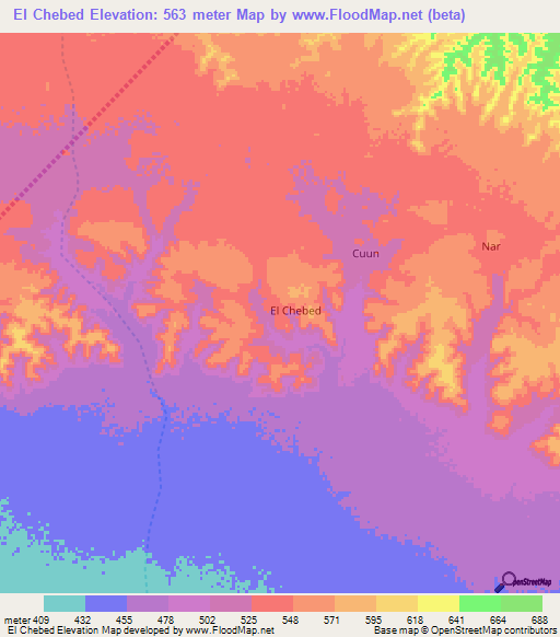 El Chebed,Somalia Elevation Map
