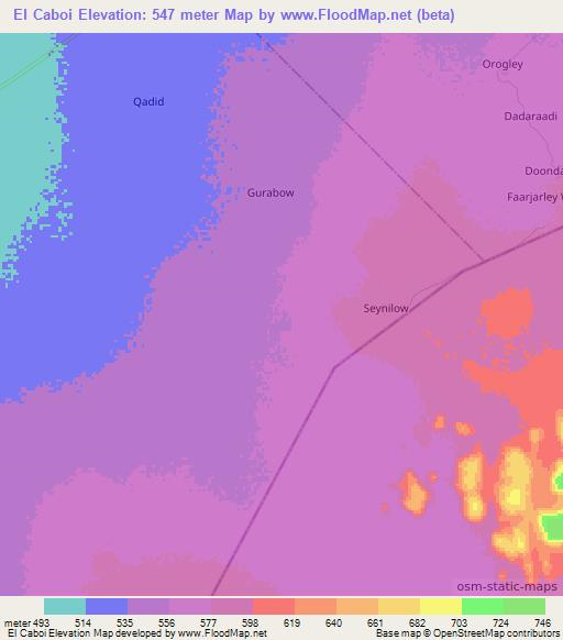 El Caboi,Somalia Elevation Map