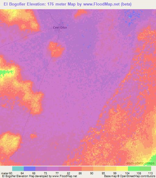 El Bogofier,Somalia Elevation Map