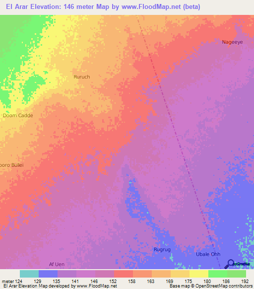El Arar,Somalia Elevation Map