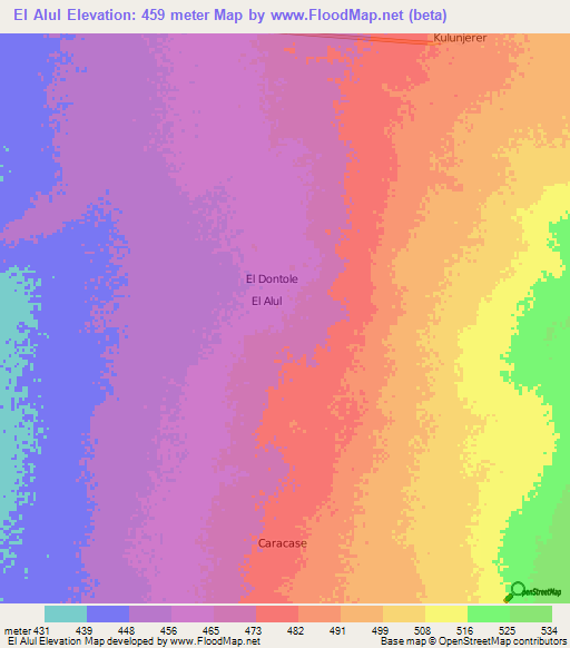 El Alul,Somalia Elevation Map
