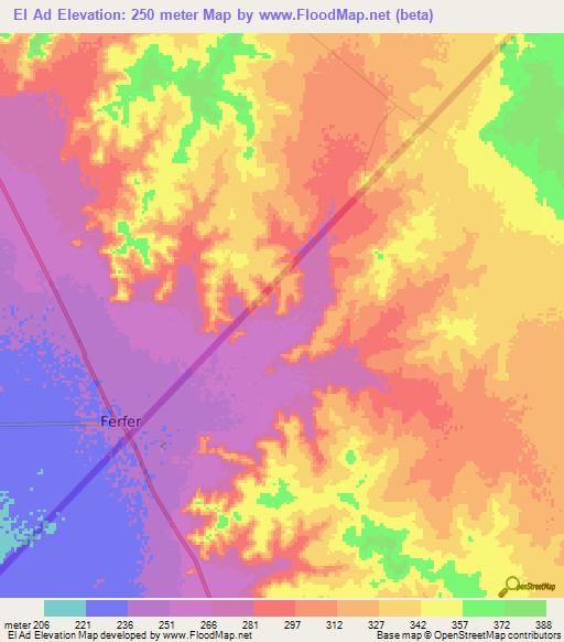 El Ad,Somalia Elevation Map