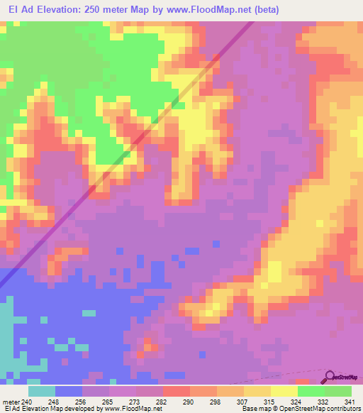 El Ad,Somalia Elevation Map