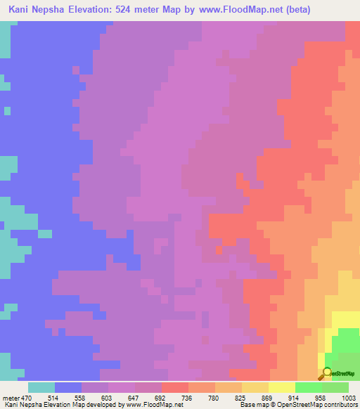 Kani Nepsha,Iran Elevation Map