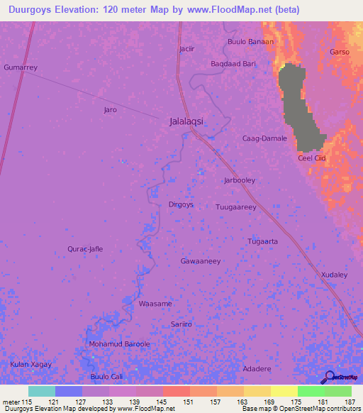 Duurgoys,Somalia Elevation Map