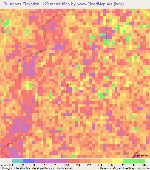 Duurgoys,Somalia Elevation Map