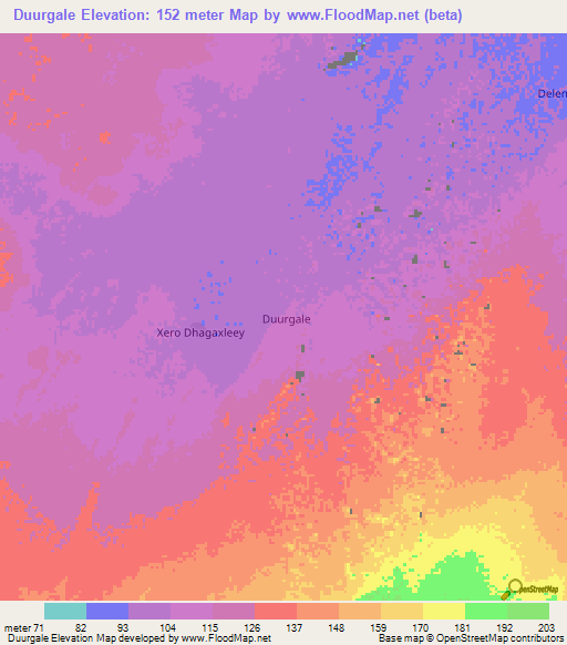 Duurgale,Somalia Elevation Map
