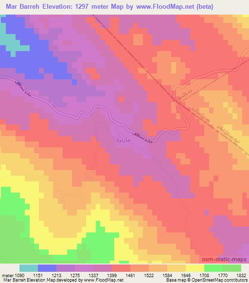 Mar Barreh,Iran Elevation Map