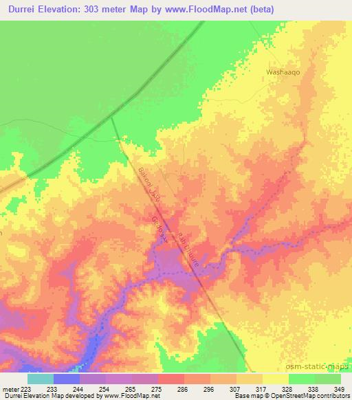 Durrei,Somalia Elevation Map