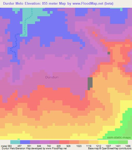 Durdur Melo,Somalia Elevation Map
