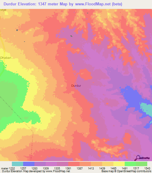 Durdur,Somalia Elevation Map