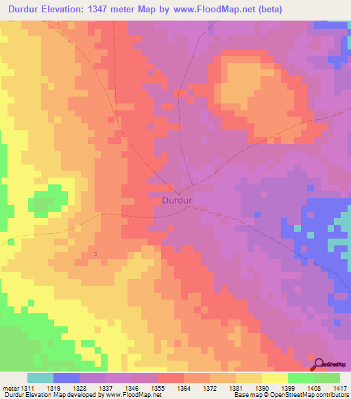 Durdur,Somalia Elevation Map