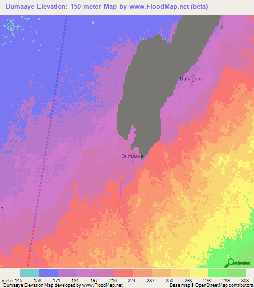 Dumaaye,Somalia Elevation Map