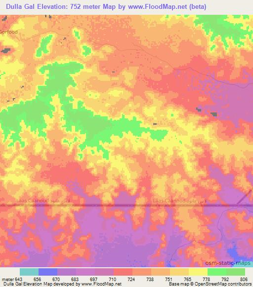 Dulla Gal,Somalia Elevation Map