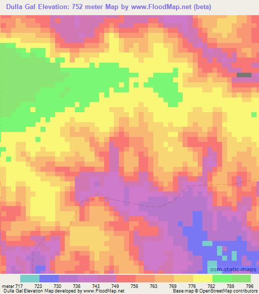 Dulla Gal,Somalia Elevation Map