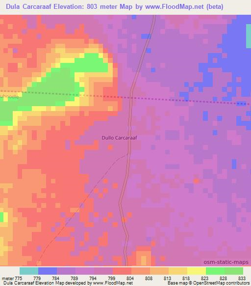 Dula Carcaraaf,Somalia Elevation Map